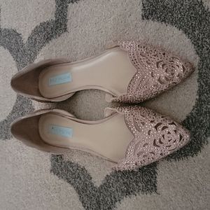 Betsey Johnson Blush Satin Flats, Size 11